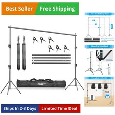 Heavy Duty Backdrop Stand, 8.5 x 10ft Adjustable Photo Background Support Sys...