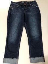 Riders By Lee Cuffed Capri Women's Size 8M Dark Wash Blue Denim Jeans