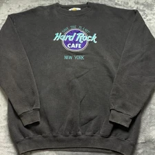 Vintage Hard Rock Cafe Sweatshirt Mens XL Black Embroidered Logo Save the Planet