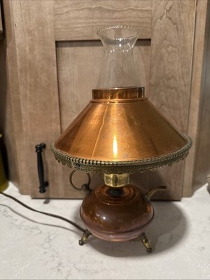 Brass and copper lamp 15 Inches Tall