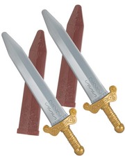 2Set Plastic Roman Sword with Sheath,Toy Sword for Pretend Play,Knight Costum...