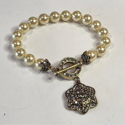 HEIDI DAUS ''Unforgettable Lavaliere'' Crystal Beaded Bracelet Cream Pearl