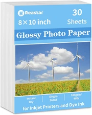 Glossy Photo Paper 8 x 10 inches, 30 Sheets Inkjet Photo Printer Paper, Instant 