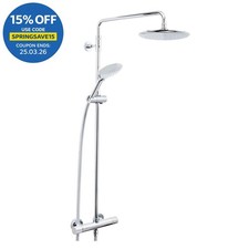 Bristan Carre Thermostatic Mixer Shower Round Exposed Fixed Twin Heads Chrome
