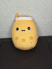 Greenbrier International Plush Peach Boba Stuffed Animal Toy Bubble Tea 6" 