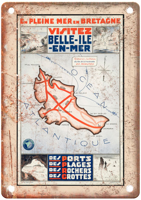 Vintage Visitez Belle Ile en Mer Travel Poster Retro Look Sign T790