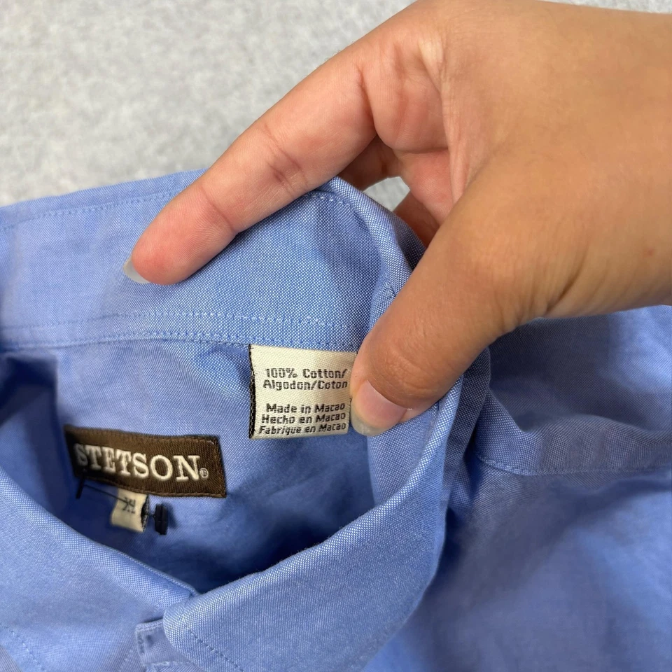 Camisa Stetson 71 Ranch Elko Nevada Para Hombres Grande Azul Abotonada Rancho Occidental Foto 4 de 4