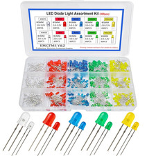 300Pcs 5mm 3mm LED Light Kit Yellow White Blue Red Green Assortment with Case