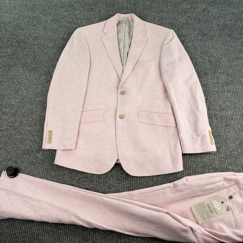 NWT Joseph Abboud Suit Men 36S 32x28 Pink Linen 2 Piece Summer Wedding Designer
