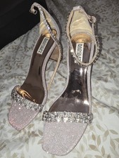 Badgley Mischka Wedding heels champagne rhinestones strap nudist size 10