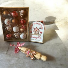 Holiday Time Gingerbread Baking Co Christmas Mini Ornament Set 12 Pc Decor