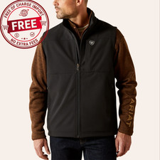 NEW Ariat Men's Vernon Black Softshell Vest, Wind  Water Resistance Authentic