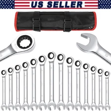 12 Piece Fixed Head Ratcheting Combination Set ,Cr-V Steel Ratchet Wrenches Set