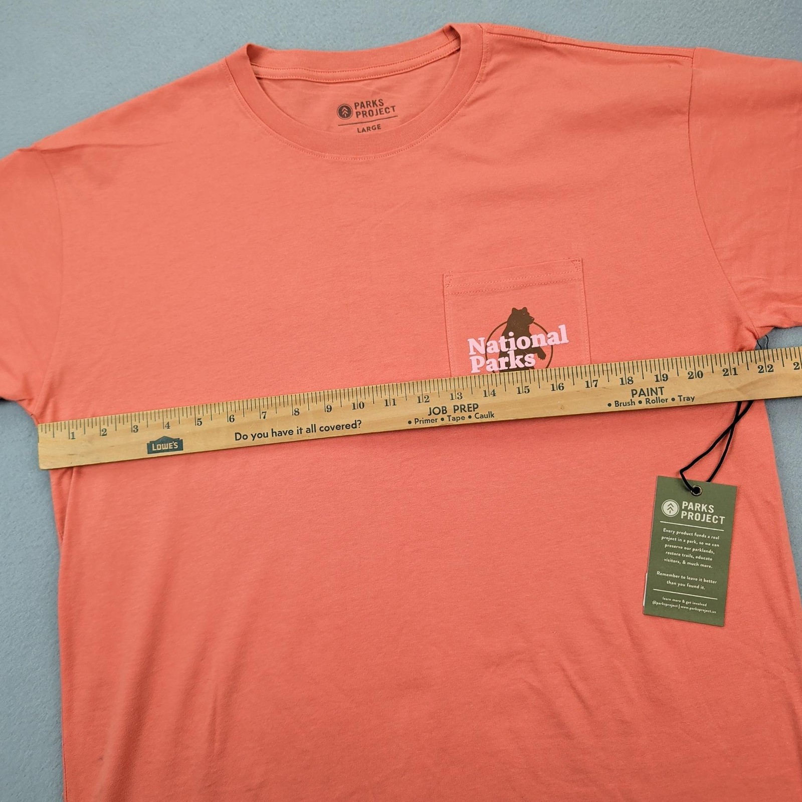 Parks Project Shirt Mens Large Coral Our National Parks Pocket Tee Bear Made USA