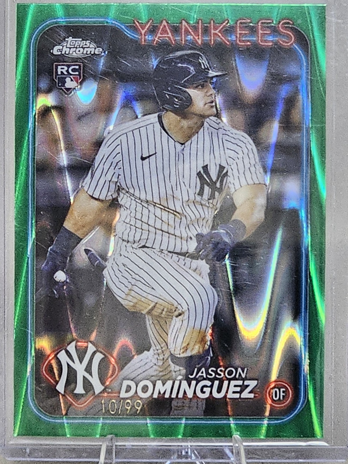 2024 Topps Chrome - Jasson Dominguez #89 Green RayWave Refractor 10/99 (RC)