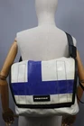 FREITAG F12 DRAGNET White/Blue Recycled truck tarps MESSENGER CLASSIC Sz Large
