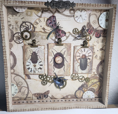 Bild, Shadowbox, Collage, Layout, Vintage, Deko, 3D, La Blanche