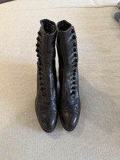 Black Button Up Ladies Boots Pointed 1800s Antique Victorian Watson Plummer