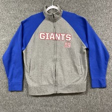NY Giants Fleece Jacket See Pics No Tags Full Zip Gray Blue NFL Team Apparel