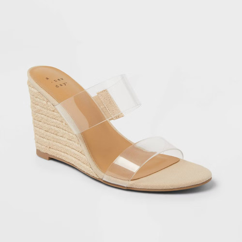 Women Ansel Double Band Open Toe Wedge Heels with Memory Foam Insole