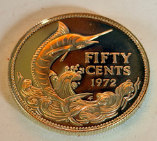 1972 Bahama Islands 50 cents half dollar Silver Proof  Coin L@@KIE. Pretty Coin
