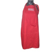 Red Merry Christmas Apron 27 x34 D Ring Neck Patch Pocket Kitchen Towel
