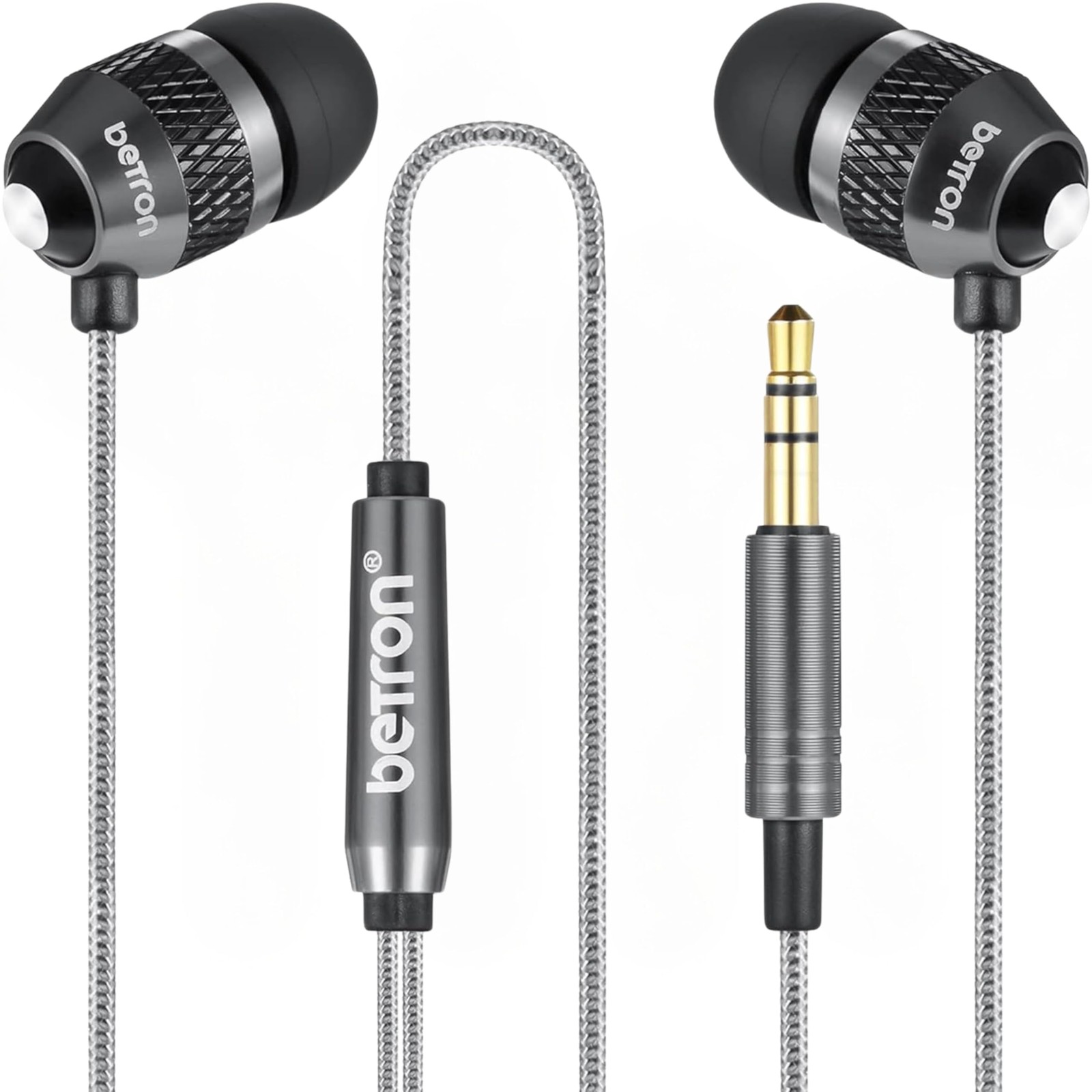 Betron B25 Earphones, Noise Isolating In-Ear Wired Headphones with 1, Black