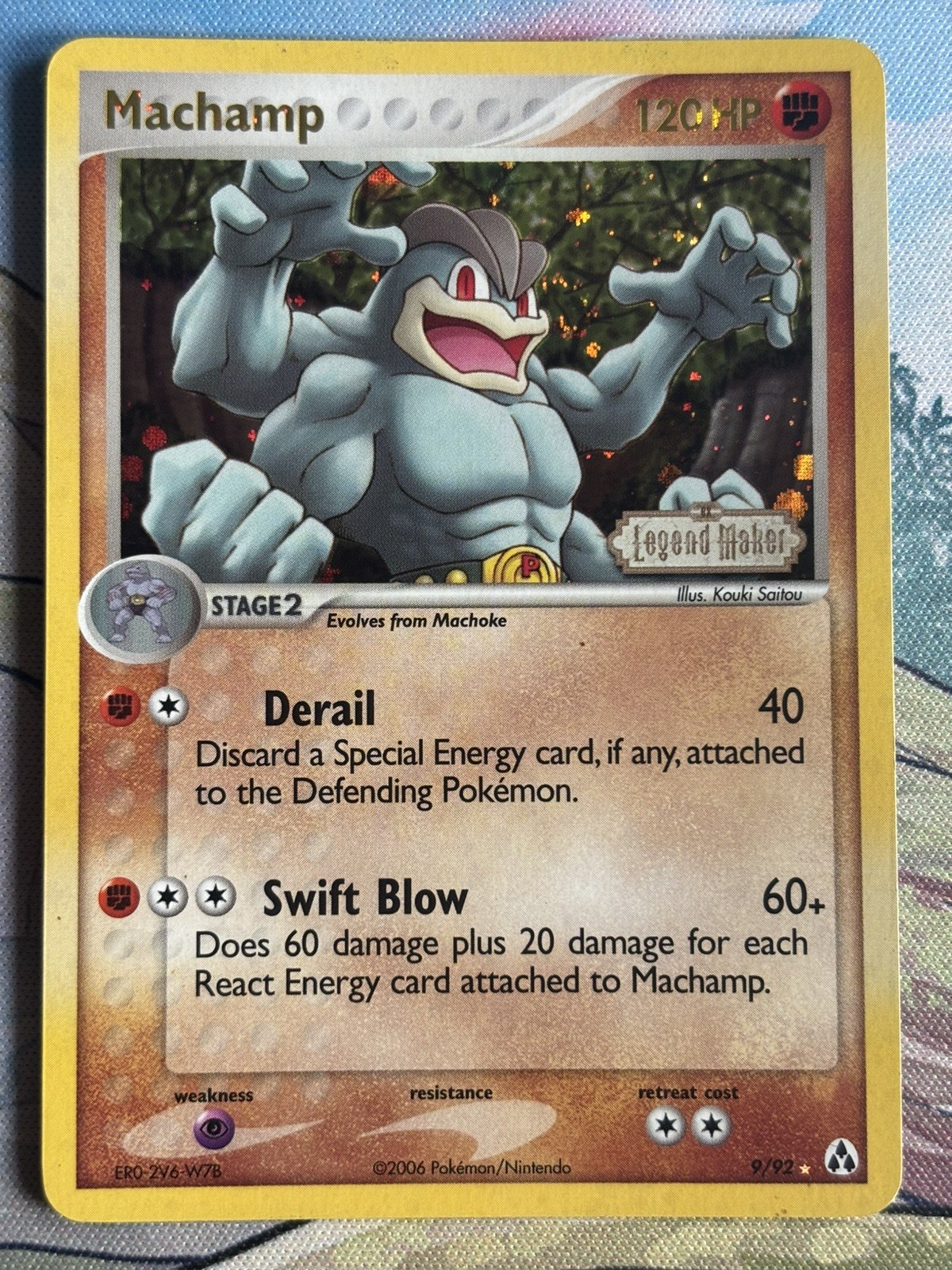 Pokemon MACHAMP 9/92 Stamped Reverse Holo) Legend Maker 162 Near Mint NM 