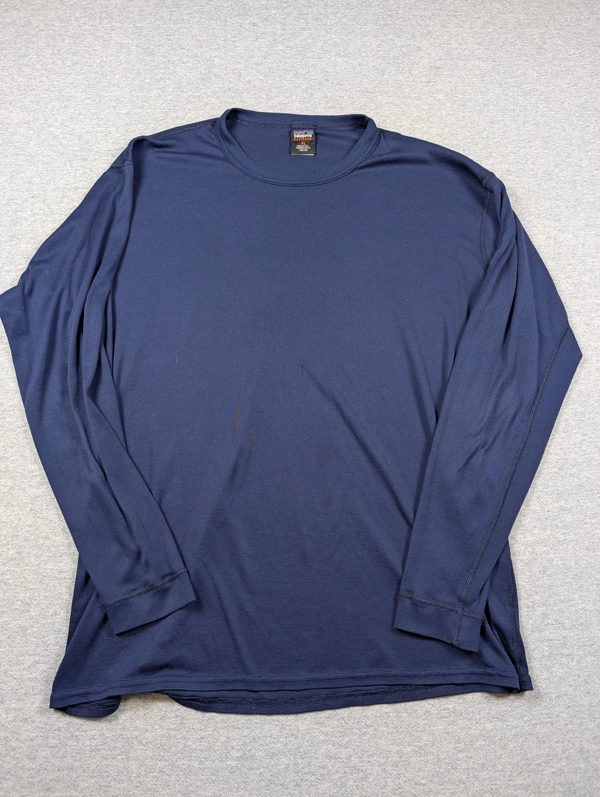 Patagonia Capilene Shirt Mens XL Blue Long Sleeve Crew Neck Base Layer Made USA