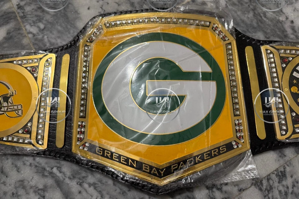 Green Bay Packers NFL Championship Belt Adult Size 2mm Brass - Image 2 of 4