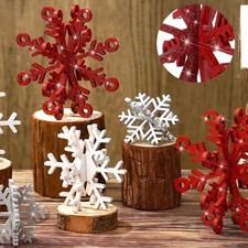 12 Pcs Christmas Table Centerpiece 3D Wooden Snowflake Decor Winter Snowflake...