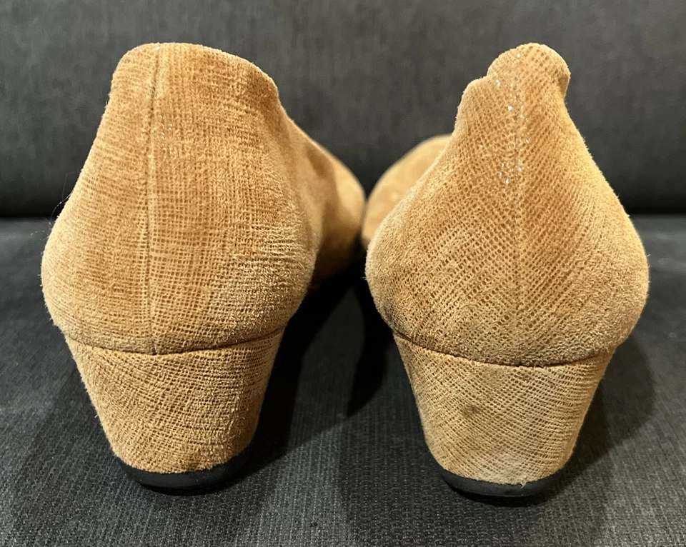 Zapatos de salón de cuña de cuero marrón dorado con suela francesa FS/NY para mujer talla 9 ITALIA Foto 4 de 4