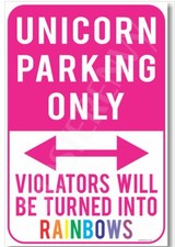 Funny Unicorn Parking Only Wall Sign Rainbow Girls Bedroom Decor Gag Gift