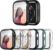 6 Pack Case with Tempered Glass Screen Protector for Apple Watch 44mm Ultra-Thin