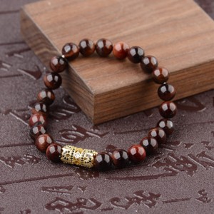 Authentic Gold Plated 8MM Tiger Eye Zircon Crown Balls Bracelets Set For Men Women
