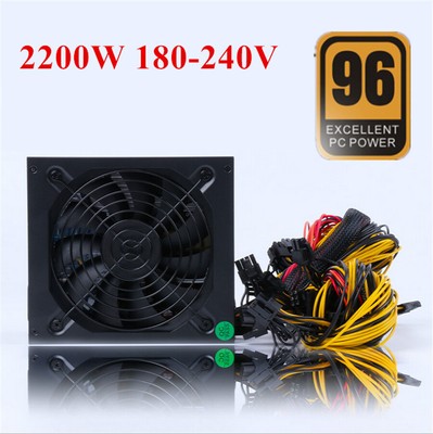 2200W Power Supply Mining ATX PSU PC Power Module 6/8 GPU Rig Coin 180V-240V