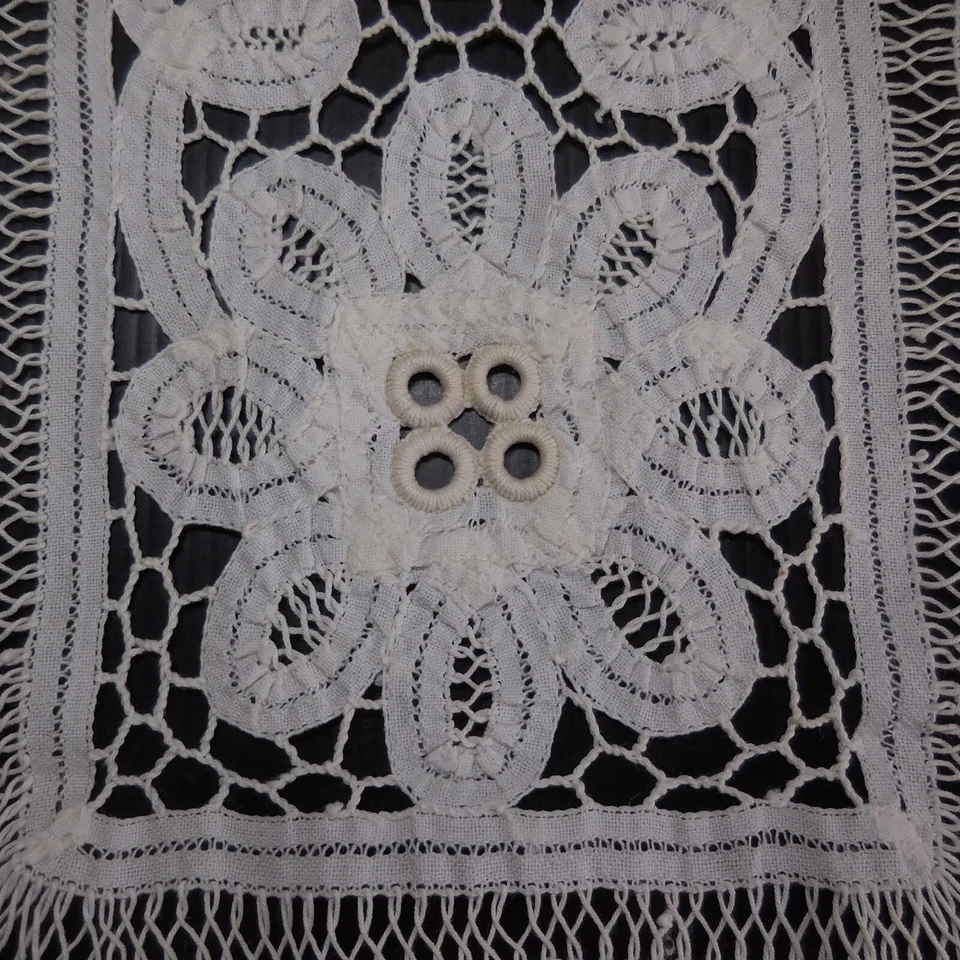 Napperon rectangle dentelle ruban broderie art nouveau fait main France N7105 - Photo 2/4