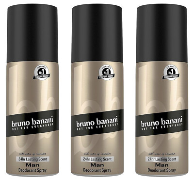 bruno banani MAN Deo Spray Deodorant holzig orientalischer Herrenduft 3 x 150ml