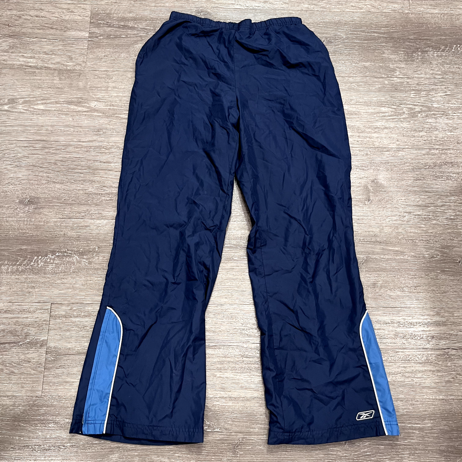 Vintage Reebok Track Pants Womens Medium Blue Windbreakers Nylon Bootcut