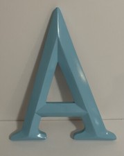 EUC Child Room Decor Initial Letter "A" Wall Plaque 10"x12" Wood Painted Blue