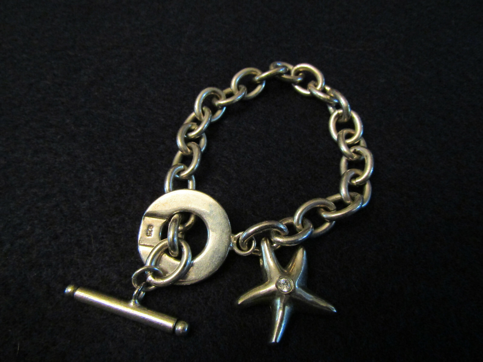 STERLING SILVER TOGGLE BRACELET WITH STARFISH CHA… - image 1