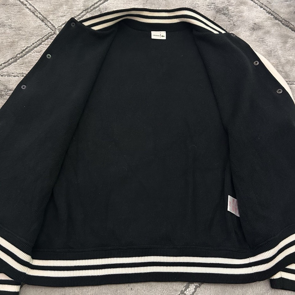 Lacoste Chenille Patch Logo Varsity Bomber Jacket MEDIUM (4) Mens