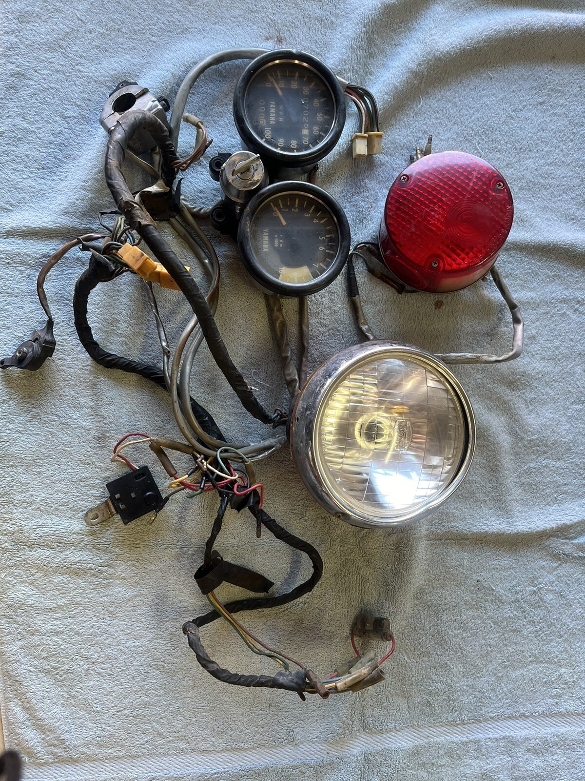 1971 Yamaha CT1 175 Speedometer Tachometer Headlight, Taillight, Wiring