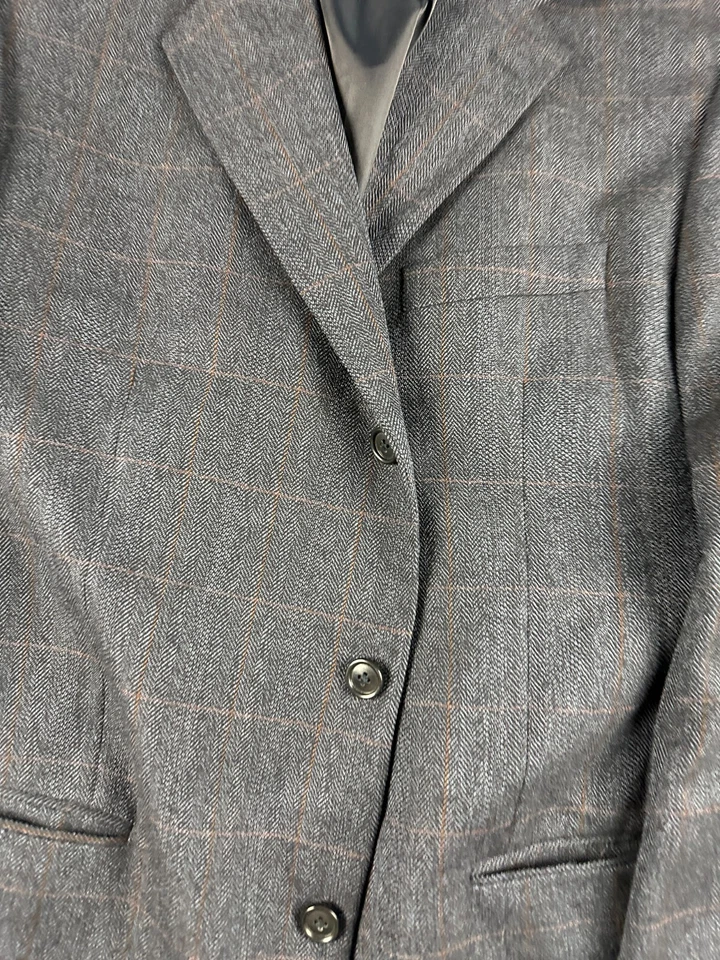 Abrigo Blazer Deportivo LINEA UOMO Talla 44 Regular Gris A Cuadros Para Hombre Lana de Cordero Foto 2 de 4