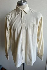 Chiarelli Men Long-Sleeve Yellow Dress Shirt With French Cuffs Size 16.5-34/35