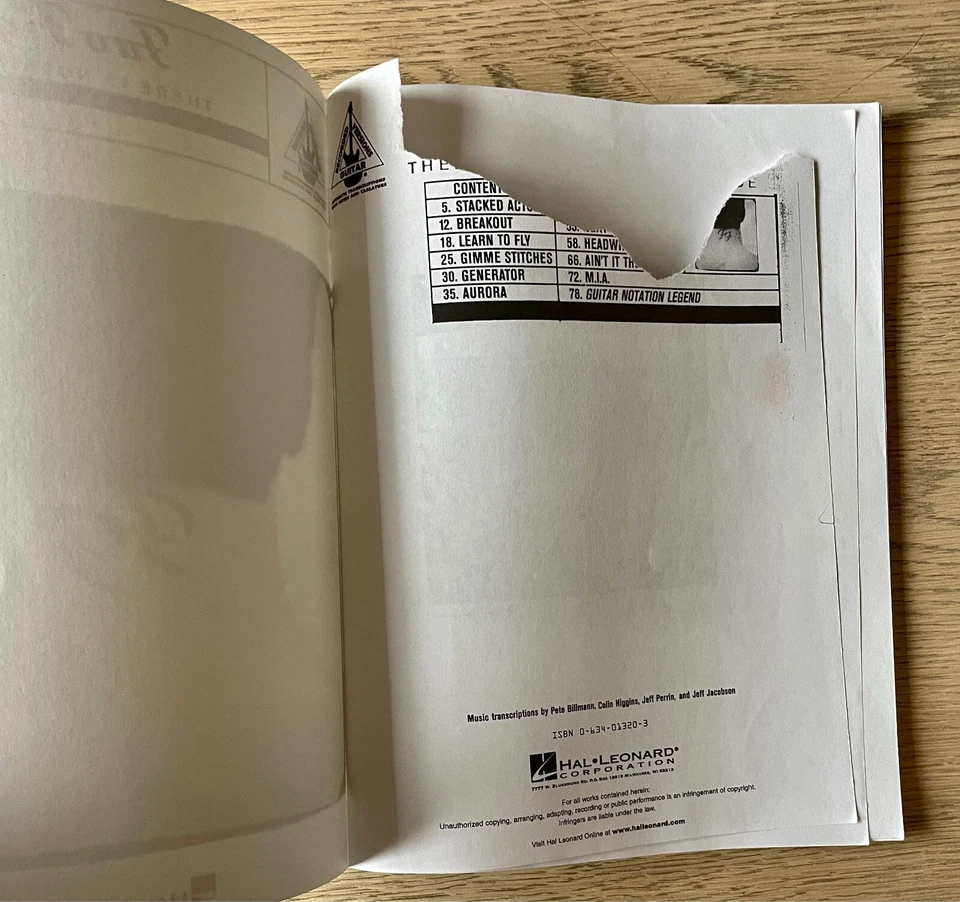 FOO FIGHTERS THERE IS NOTHING LEFT TO LOSE GUITAR TAB SHEET MUSIC BOOK (1999) - Image 2 of 4