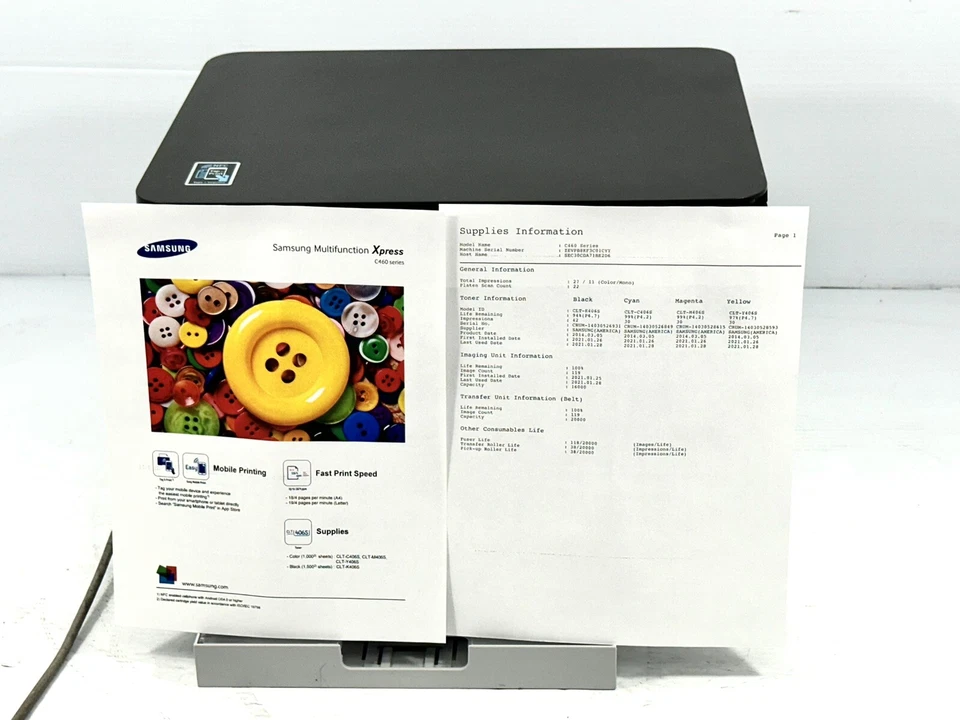 Samsung Xpress C460W Color Laser Printer samsung express, Pg Count 30 Only, - Image 3 of 4