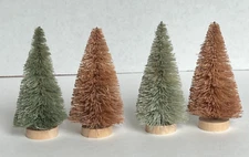 Creative Co-Op Set 4 Bottle Brush Trees Wood Base 2 Green 2 Light Brown 4"H