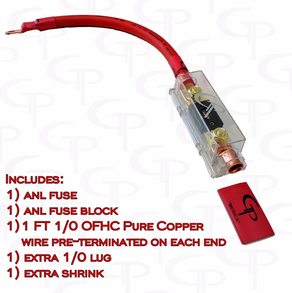 300 AMP ANL Fuse Holder INLINE Block BATTERY INSTALL KIT 1/0 AWG GAUGE COPPER R - Image 2 of 3