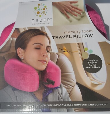 Order Home Collection Bright Pink Memory Foam Comfort & Support Travel Pillow